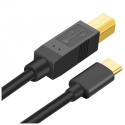 Câble USB 2.0 USB-B mâle vers USB Type-C réversible mâle Plaqué Or OTG 2m