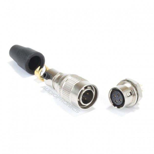 Locking Panel Mount Silver Plat Jack 4 Contacts DIN Audio // Video Connector