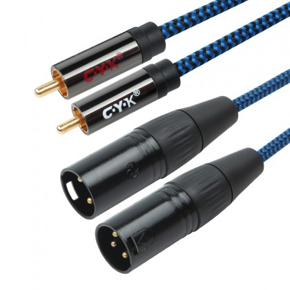 CYK Câble de modulation stéréo RCA - XLR mâle Cuivre OFC plaqué Or 24K 2m