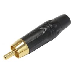 Connecteur RCA Plaqué or Noir Ø 6,5mm (Unité)