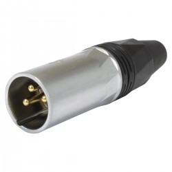 Gold Plated 3 Way Male XLR Connector Ø8mm Silver (Unit)