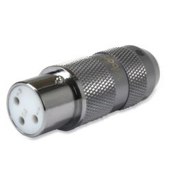 VIBORG XF-202R Rhodium Plated Pure Copper 3 Way Female XLR Connector Ø11mm Black (Unit)