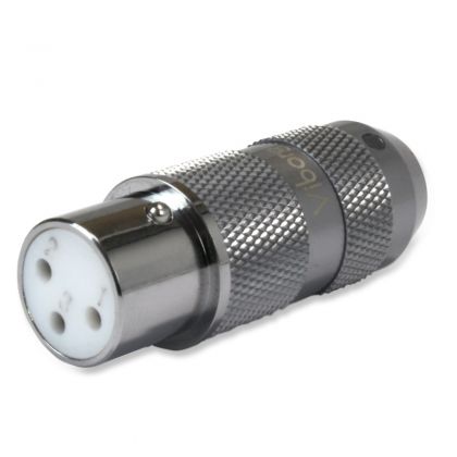 VIBORG XF-202R Connecteur XLR femelle Cuivre Pur Plaqué Rhodium Ø 11mm Noir (Unité)