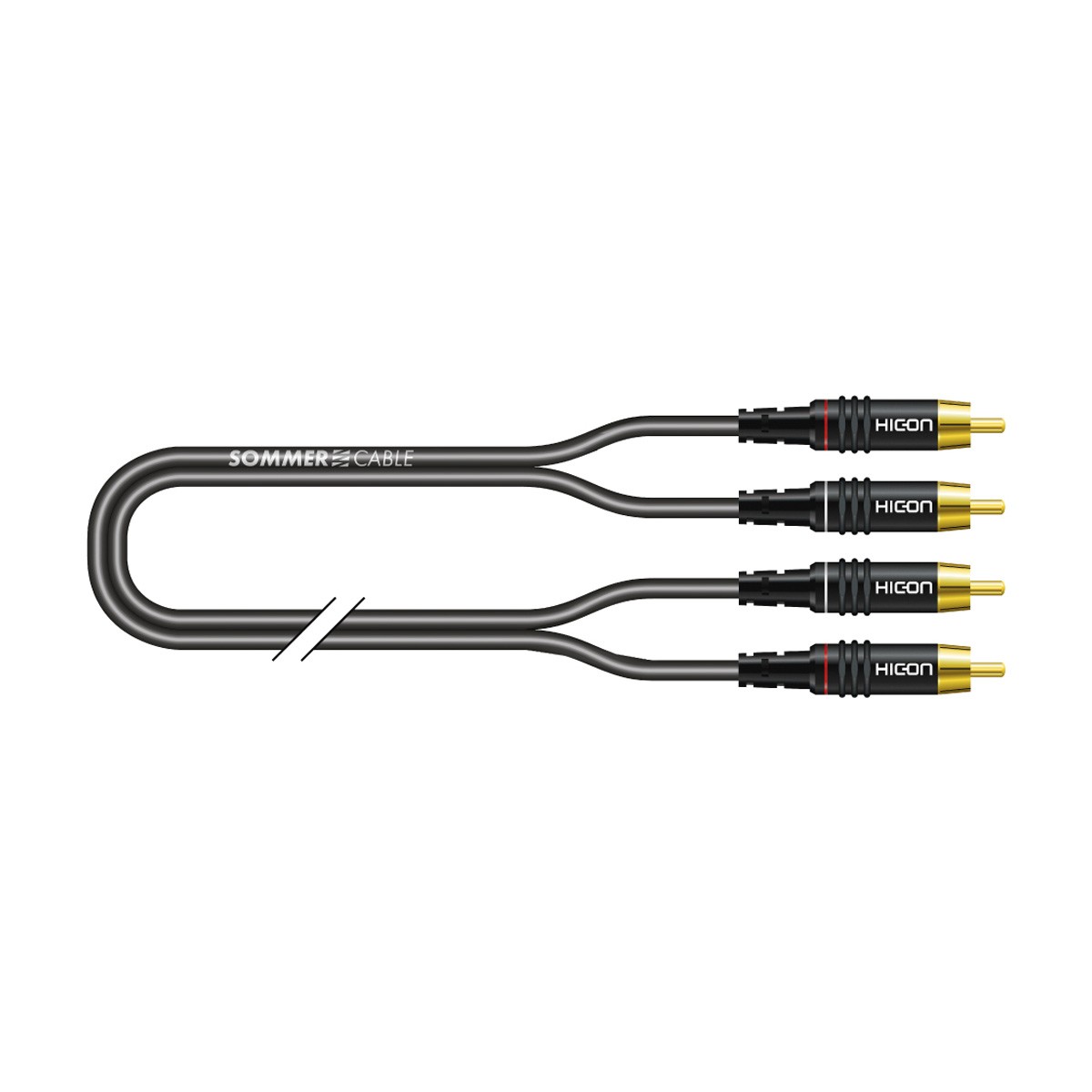 SOMMERCABLE ONYX 2025 Interconnect Cable Male RCA to Male RCA Gold Plated 0.5m Black