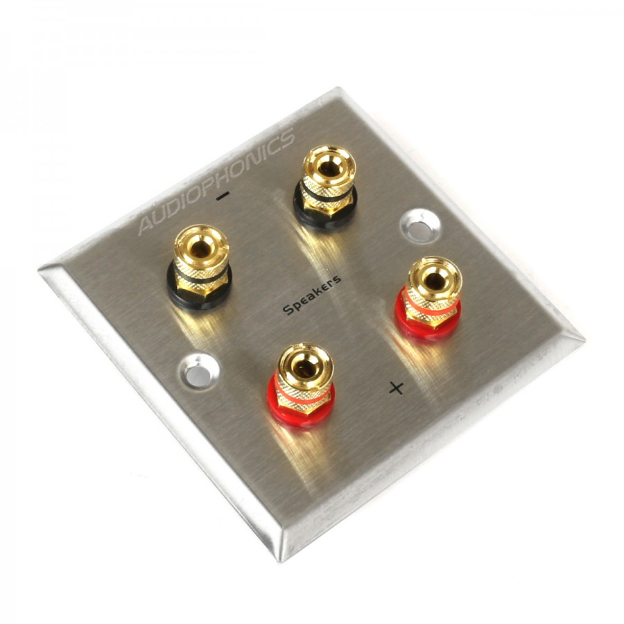 DYNAVOX Wall Plate with 4 Gold 24K Plated Speaker Terminals Audiophonics