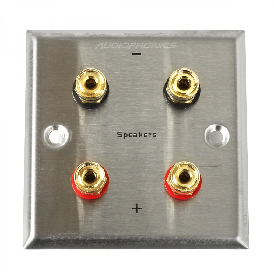 DYNAVOX Wall Plate with 4 Gold 24K Plated Speaker Terminals Audiophonics