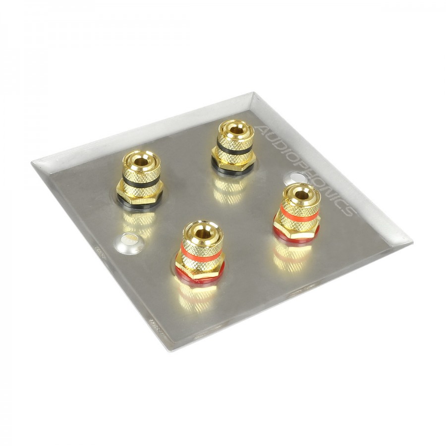 DYNAVOX Wall Plate with 4 Gold 24K Plated Speaker Terminals Audiophonics