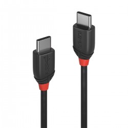 LINDY BLACK LINE Male USB-C 3.1 to Male USB-C 3.1 Cable SuperSpeed+ 10Gbps 3A 0.5m