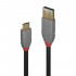 LINDY ANTHRA LINE Câble USB-C 3.1 Mâle vers USB-A 3.1 Mâle Plaqué Or SuperSpeed+ 10Gbps 5A 0.5m