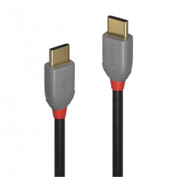 LINDY ANTHRA LINE Câble USB-C Mâle vers USB-C Mâle 2.0 Plaqué Or 0.5m