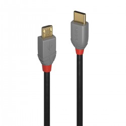 LINDY ANTHRA LINE Câble USB-C Mâle vers Micro USB Mâle 2.0 Plaqué Or 2m