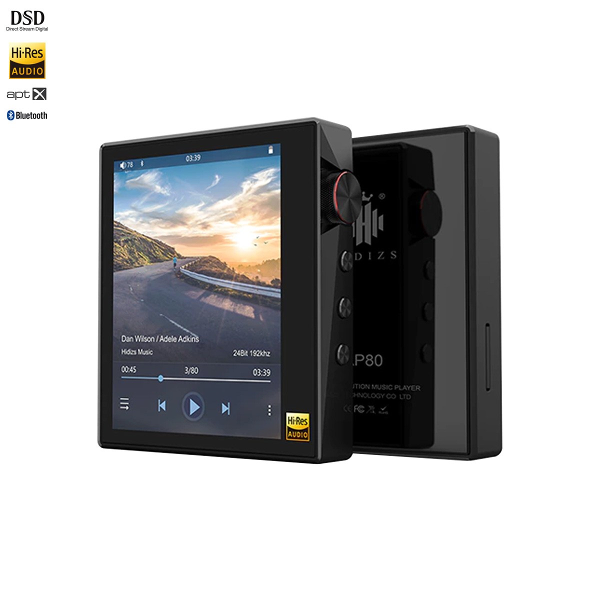 HIDIZS AP80 Baladeur Numérique HiFi DAC ES9218P 32Bit/384kHz DSD Bluetooth aptX Noir