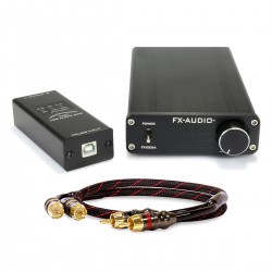 Pack FX-AUDIO FX1002A 2x125W Amplifier 4 Ohm + FX-AUDIO FX01 USB DAC + DYNAVOX RCA Cable