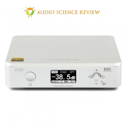 TOPPING D50 DAC ES9038Q2M x2 32bit/768kHz DSD512 XMOS U208 Argent