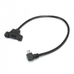 Panel Mount Angled Male Micro USB-B to Female Micro USB 30cm