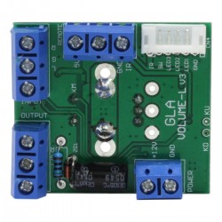 Volume control module with potentiometer, display and remote control
