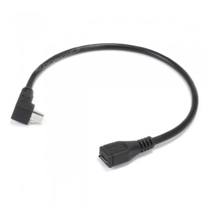 Angled Male Micro USB to Female Micro USB Extension 25cm