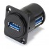 Female USB-A 3.0 to Female USB-A 3.0 Panel Mount Black