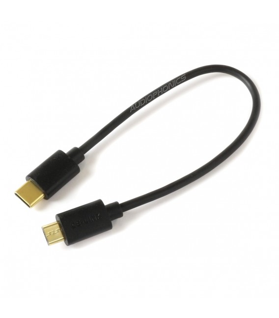 Câble USB-C vers Micro USB Plaqué Or OTG 20cm - Audiophonics