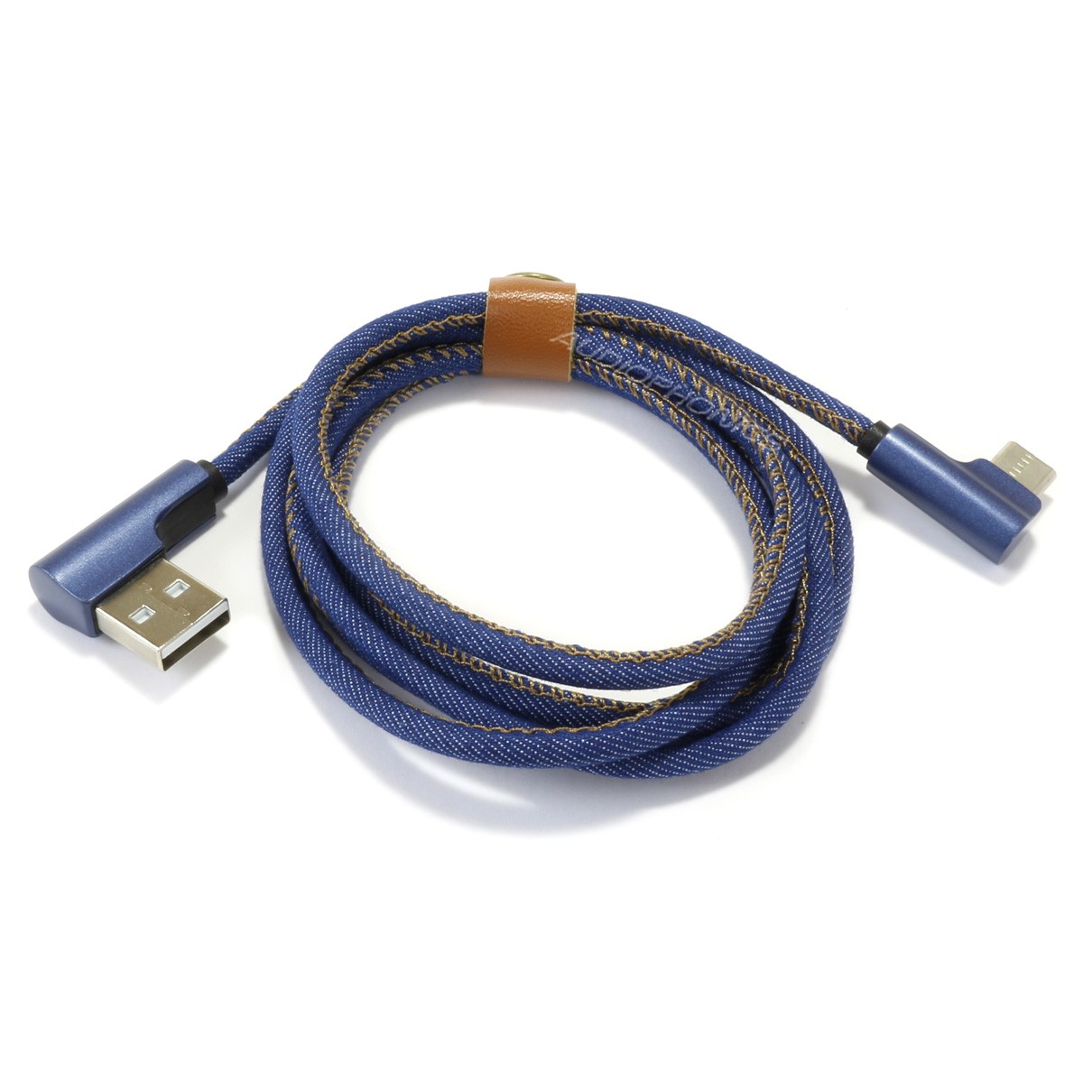Male USB-A to Male USB-C 90° Angled Denim 1m