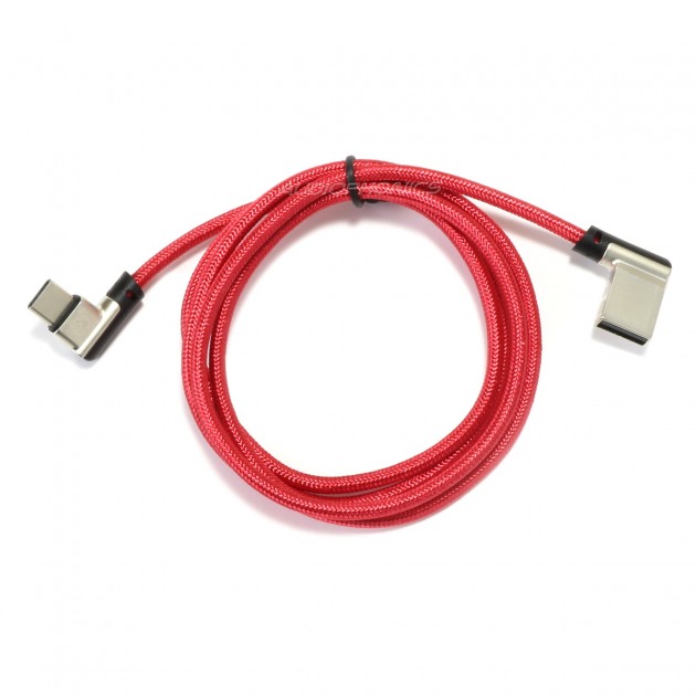 Audiophonics - Câble USB-A Mâle vers USB-C Mâle Coudé 90° Rouge 1m