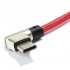 Male USB-A to Male USB-C 90° Angled Red 1m