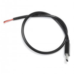 Male USB-C to Bare Wires Power Cable 22AWG 25cm