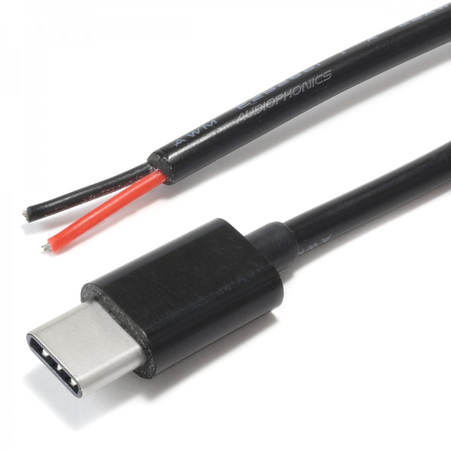 Audiophonics Male USB C to Bare Wires Power Cable 22AWG 25cm