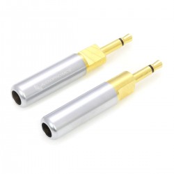 Gold Plated 2 Poles Mono Jack 2.5mm Connector Ø4mm Silver (Pair)