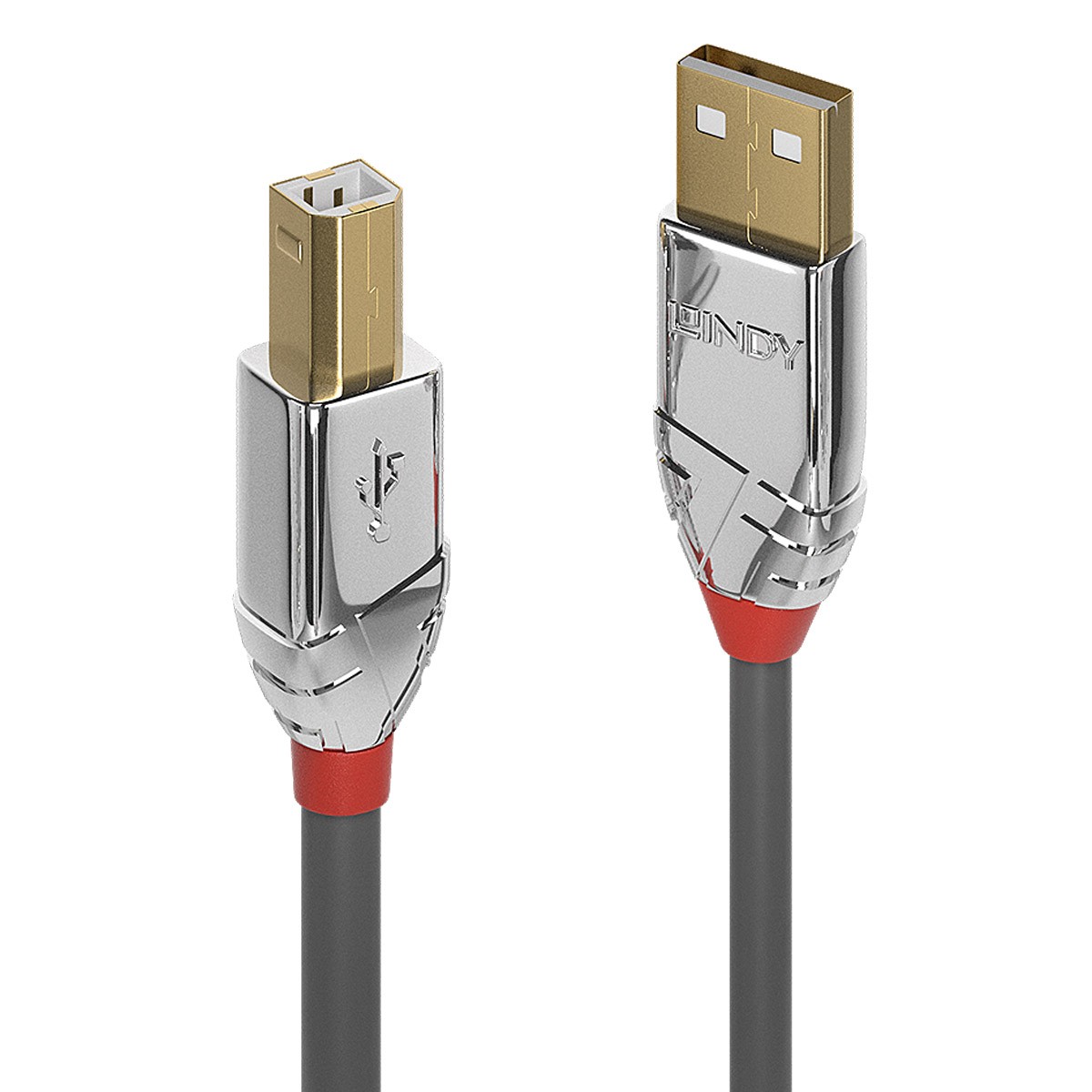 LINDY CROMO LINE Câble USB-A Mâle vers USB-B Mâle 2.0 Plaqué Or 1m