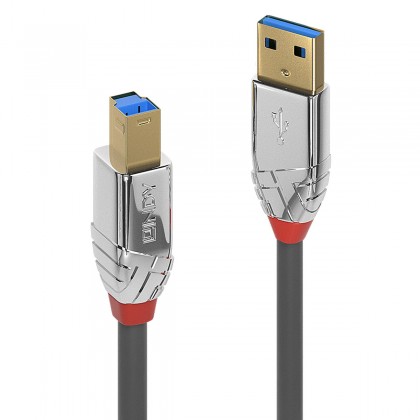 LINDY CROMO LINE Câble USB-A mâle vers USB-B Mâle 3.0 Plaqué Or 3m