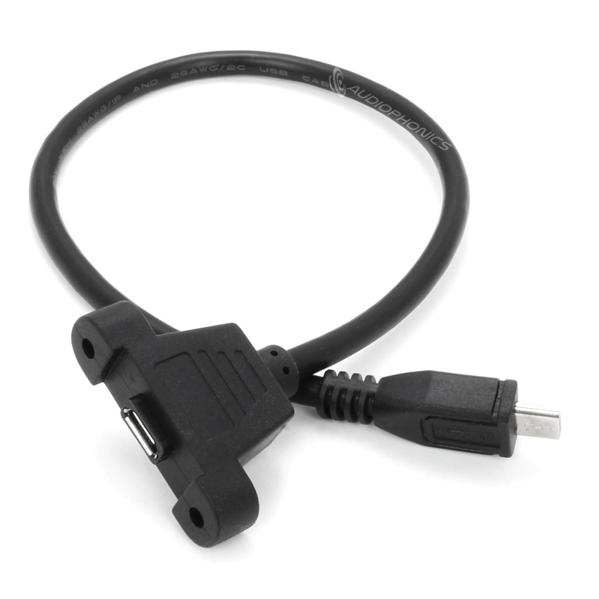 Panel Mount Male Micro USB-B to Female Micro USB-B 30cm