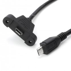 Panel mount micro USB-B male to micro USB-B female 30cm