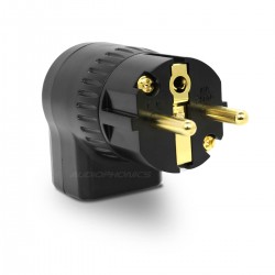 ELECAUDIO PS-24RA Schuko Connector Angled Rotative Ajustable Red Copper Gold Plated Ø20mm