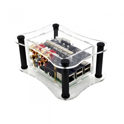 ALLO RPI + BOSS + RELAY ATTENUATOR CASE Transparent Acrylic Case for Raspberry 2 / 3 + DAC Boss + Relay Attenuator