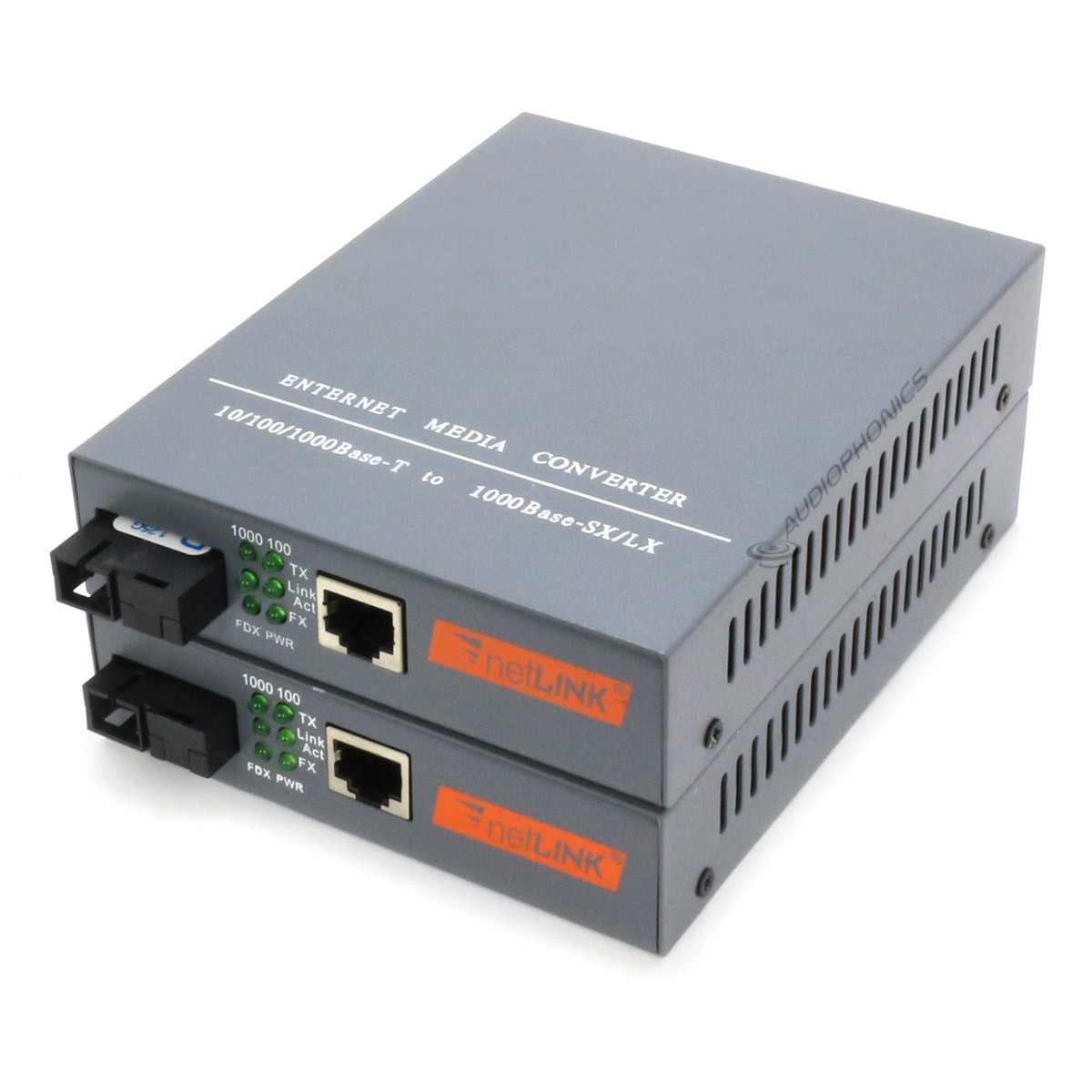 Ethernet to Optical Fiber Converter (Pair) IEC Power Supply