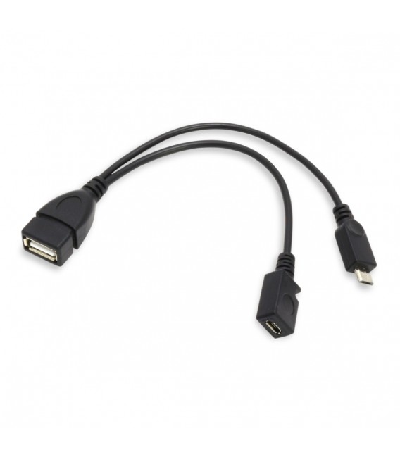 Câble USB-A Femelle vers Micro-USB Mâle OTG avec entrée alimentation  auxiliaire 20cm - Audiophonics
