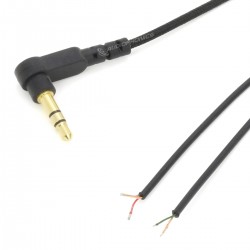 Gold Plated Angled Male Stereo Jack 3.5mm to Bare Wires Cable 1.2m