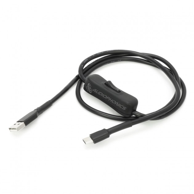Audiophonics - Câble d'Alimentation USB-A Mâle vers USB-C Mâle avec  Interrupteur 0.823mm² 18AWG 1m