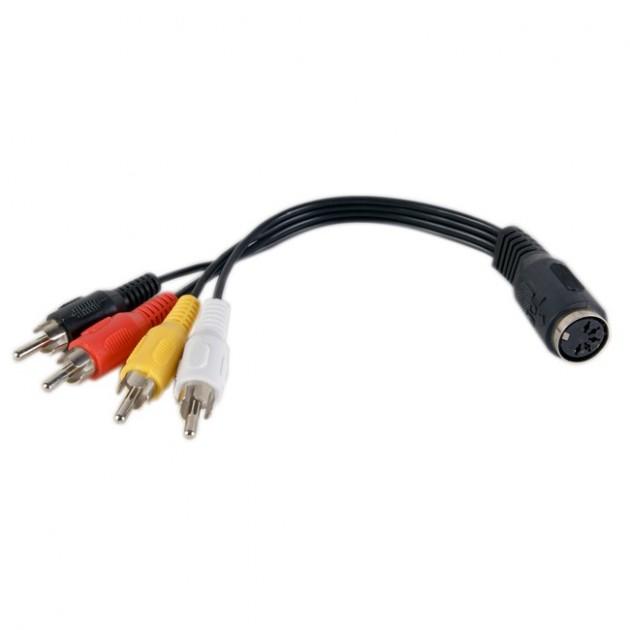 Câble adaptateur 4Pin Femelle vers RCA Mâle + alim Mâle - Invocam
