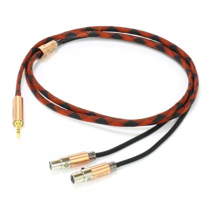 1877PHONO HEMI-X Jack 3.5mm to 2x Mini XLR Headphone Cable OCC Copper Shielding 1.5m