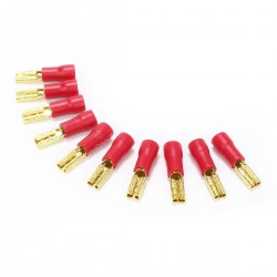 MUNDORF 2.8G Female Blade Connector 2.8mm Isolated Gold Plated 0.5-1.5mm² Red (Set x10)