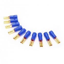 MUNDORF 2.8G Female Blade Connectors 2.8mm Isolated Gold Plated 1.5-2.5mm² Blue (Set x10)
