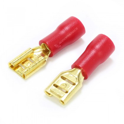 MUNDORF 4.8g Female Blade Connectors 4.8mm Isolated Gold Plated 0.5-1.5mm² Red (Set x10)