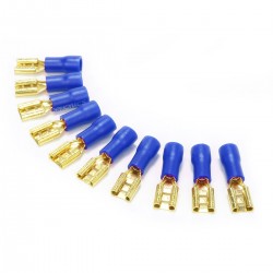 MUNDORF 6.3G Female Blade Connectors 6.3mm Isolated Gold Plated 1.5-2.5mm² Blue (Set x10)