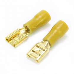 MUNDORF 6.3G Female Blade Connectors 6.3mm Isolated Gold Plated 4-6mm² Yellow (Set x10)