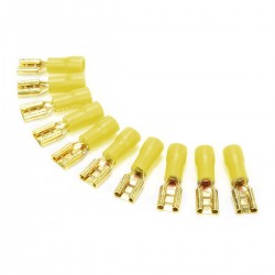 MUNDORF 6.3G Female Blade Connectors 6.3mm Isolated Gold Plated 4-6mm² Yellow (Set x10)