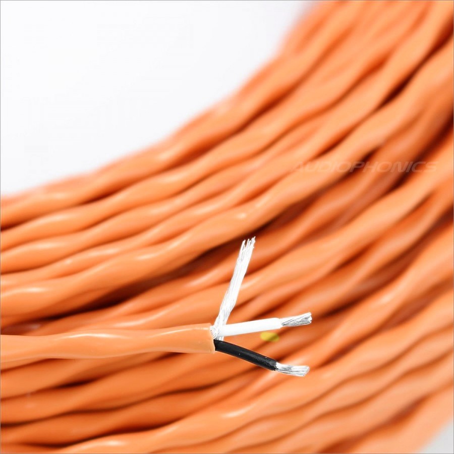 Interconnect cable Silver Plated PTFE Orange 2x0.8mm² Ø4mm Audiophonics