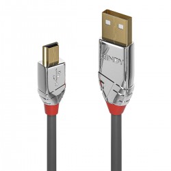 LINDY CROMO LINE Male USB-A to Male Mini USB-B Cable 2.0 Gold Plated 1m