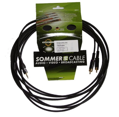 SOMMERCABLE ONYX Interconnect Cable Jack 3.5mm to 2x RCA 25cm